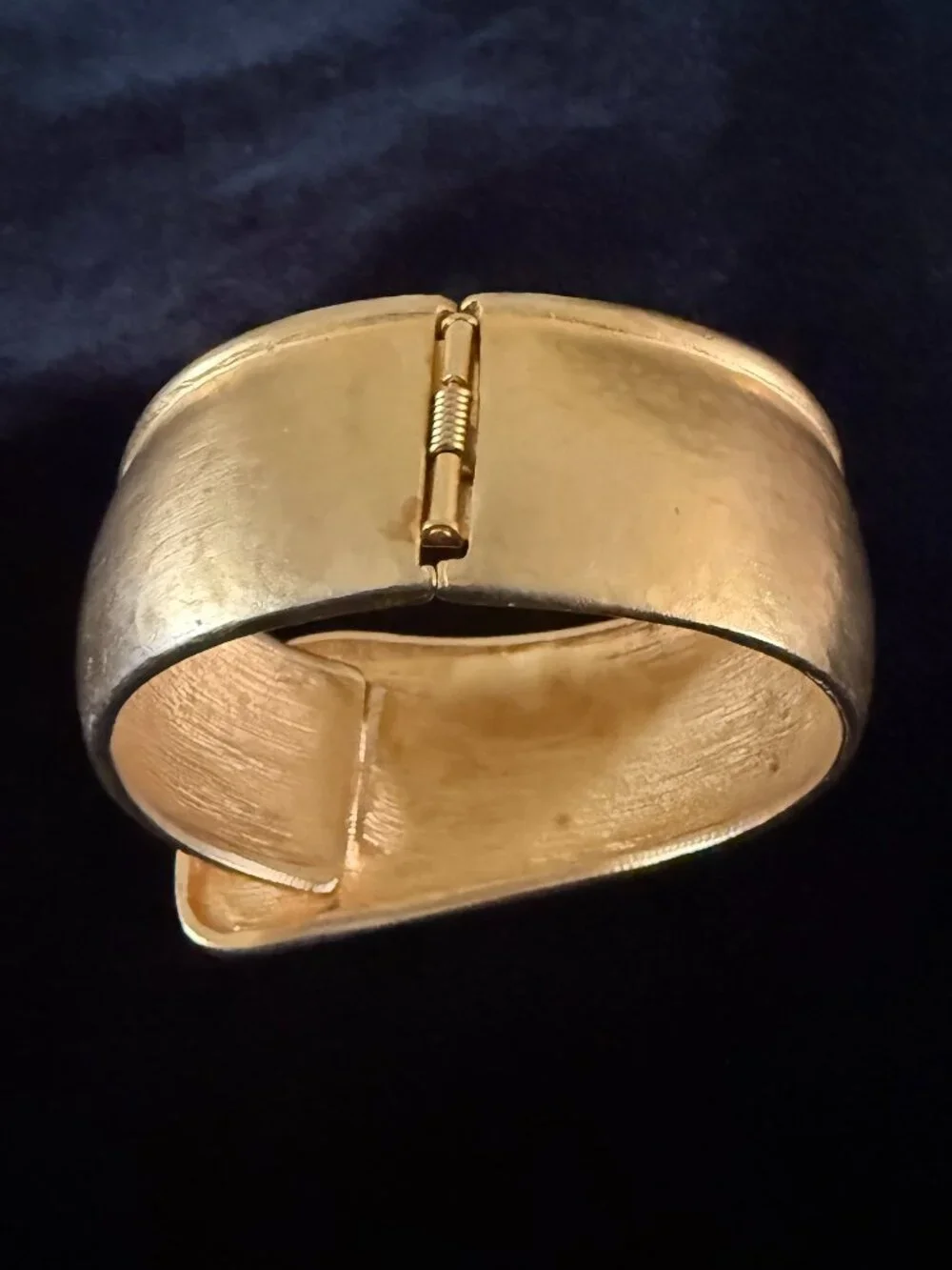Les Bernard Vogue Matte Gold Hinged Bangle Bracelet VO